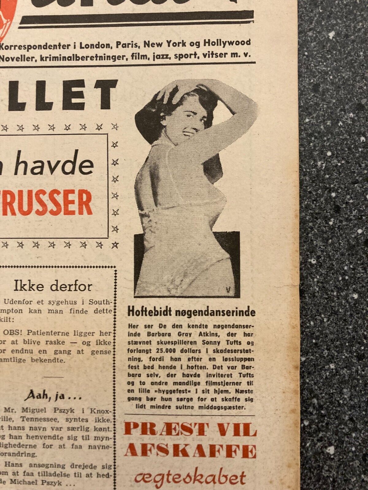 Anita Ekberg Barbara Grey Atkins Danish Magazine 1955 "Verden Rundt"