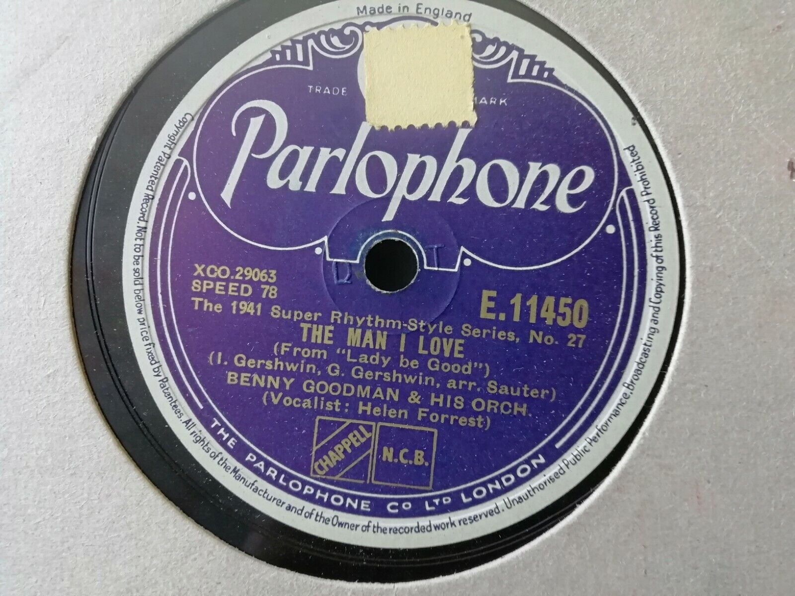 78 rpmBENNY GOODMAN  HIS ORCHBenny Rides Again/The Man I LoveParlophone