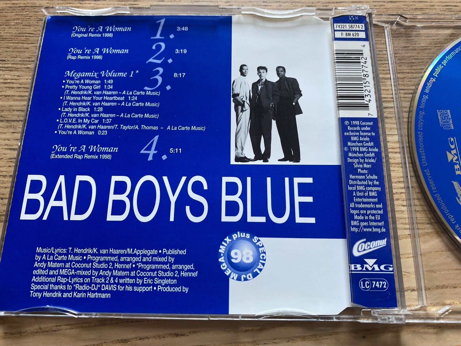 BAD BOYS BLUE "YOU´RE A WOMAN ´98 / MEGAMIX VOLUME 1"  1998 4 TRACK COCONUT RARE