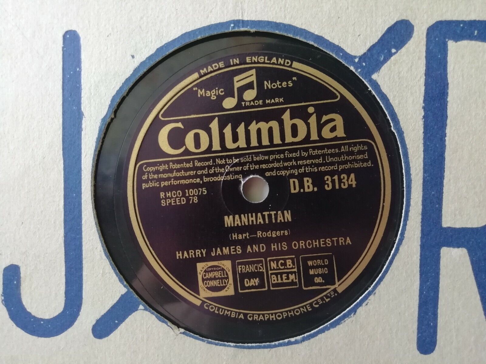 78 rpmHarry JamesManhattanULTRA Columbia DB3134 England