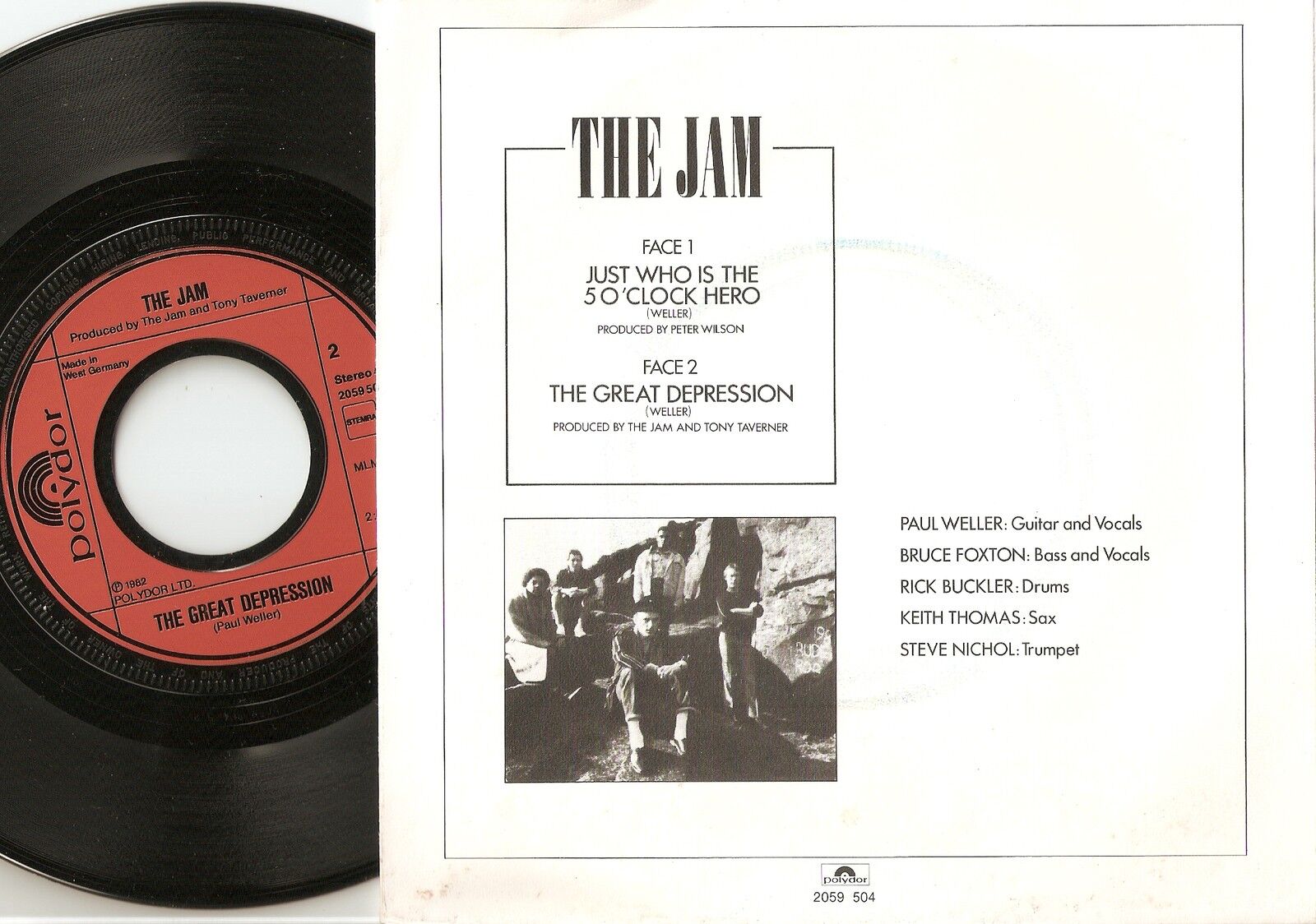 THE JAM "SING"JUST WHO IS THE 5 O`CLOCK HERO GERMAN DUTCH 45+PS `82 MOD REVIVAL