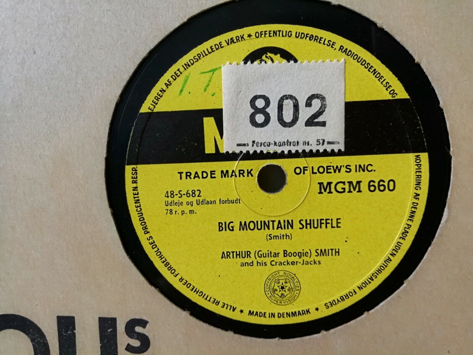 78 rpmARTHUR (guitar boogie)SMITHBig Mountain Shuffle/The Call Of The Faraway