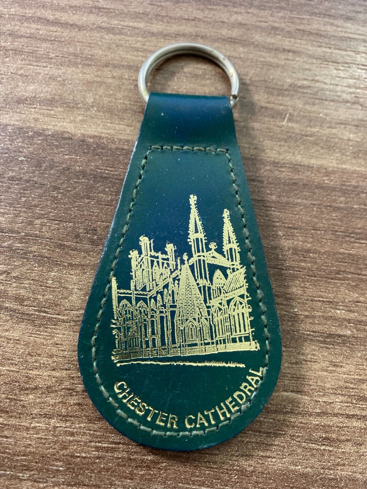 Retro Chester Cathedral Keychain - Vintage Leather Key Ring - United Kingdom