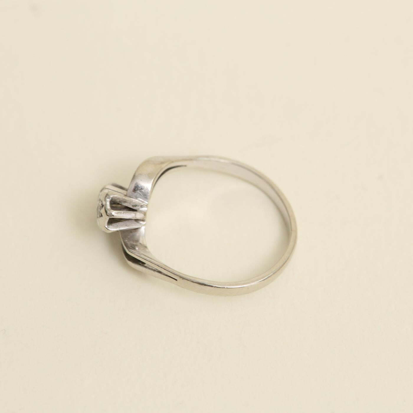 Ring with diamond (0054 ct) in 14K White gold size 5¼ | Solid Gold