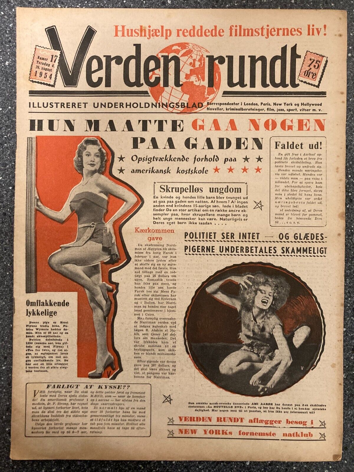 Patrice Wymore Ami Aarøe Margie Clifford Danish Magazine 1954 "Verden Rundt"