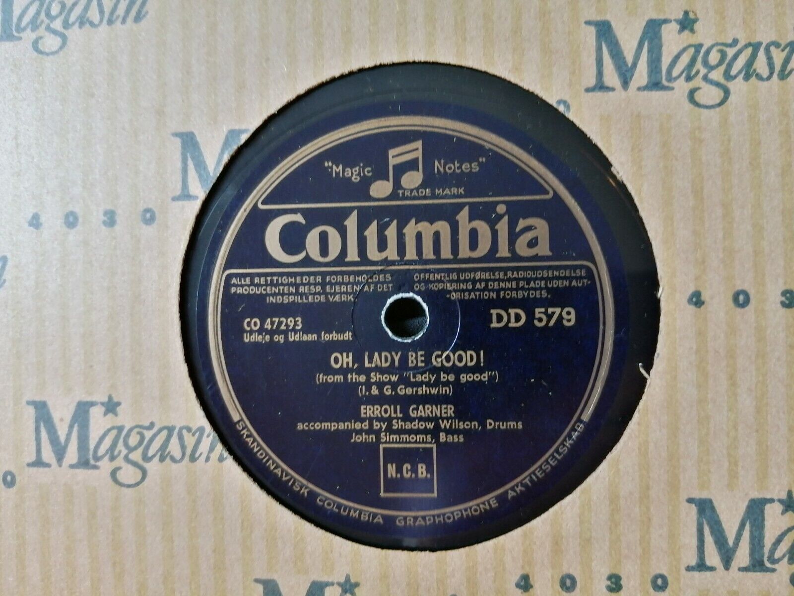 78 rpmShellacERROLL GARNERJa-Da/OhLady Be GoodColumbia DD579Jazz