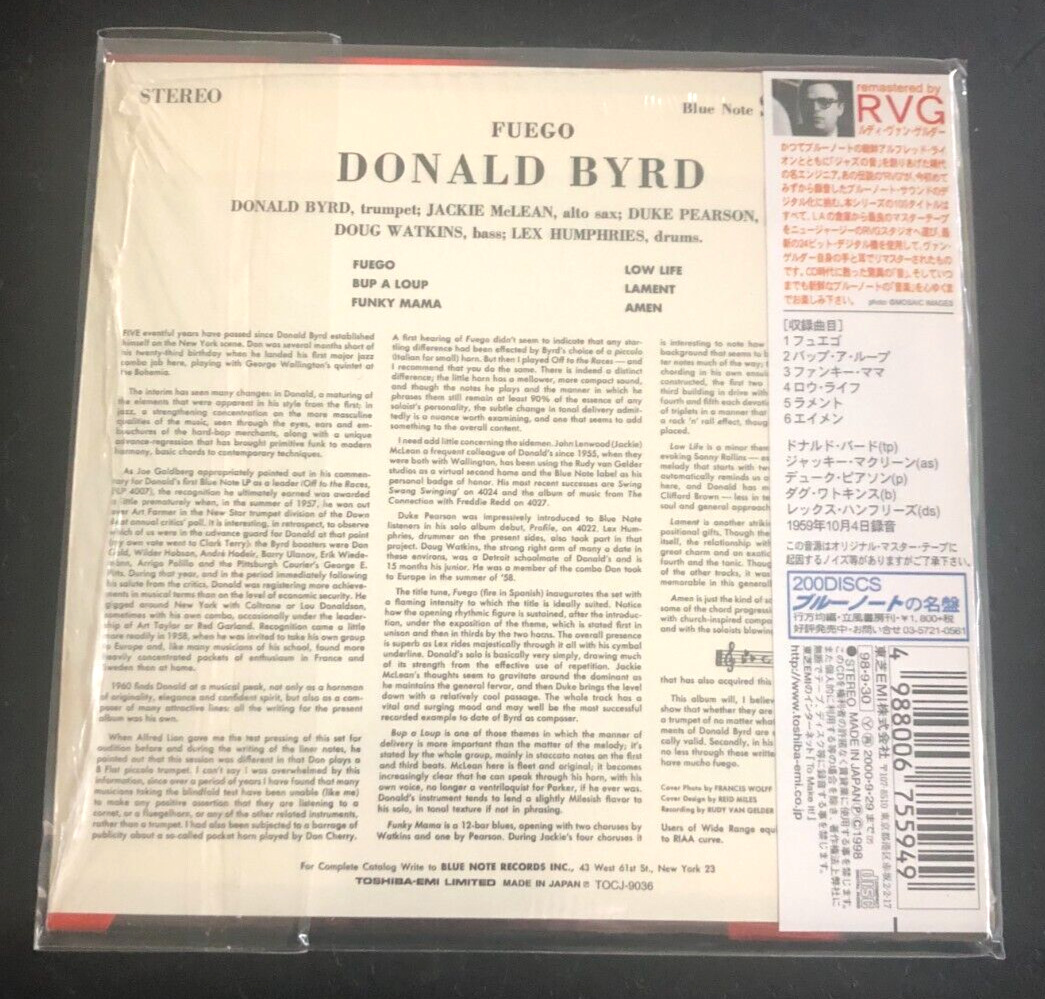 DONALD BYRD ''FUEGO'' - MINI LP JAPAN CD - BLUE NOTE