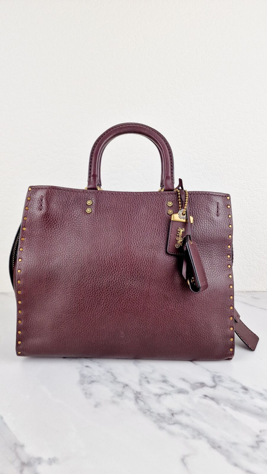 Coach 1941 Rogue 31 Oxblood Pebble Leather Border Rivets  Brass Hardware 30457