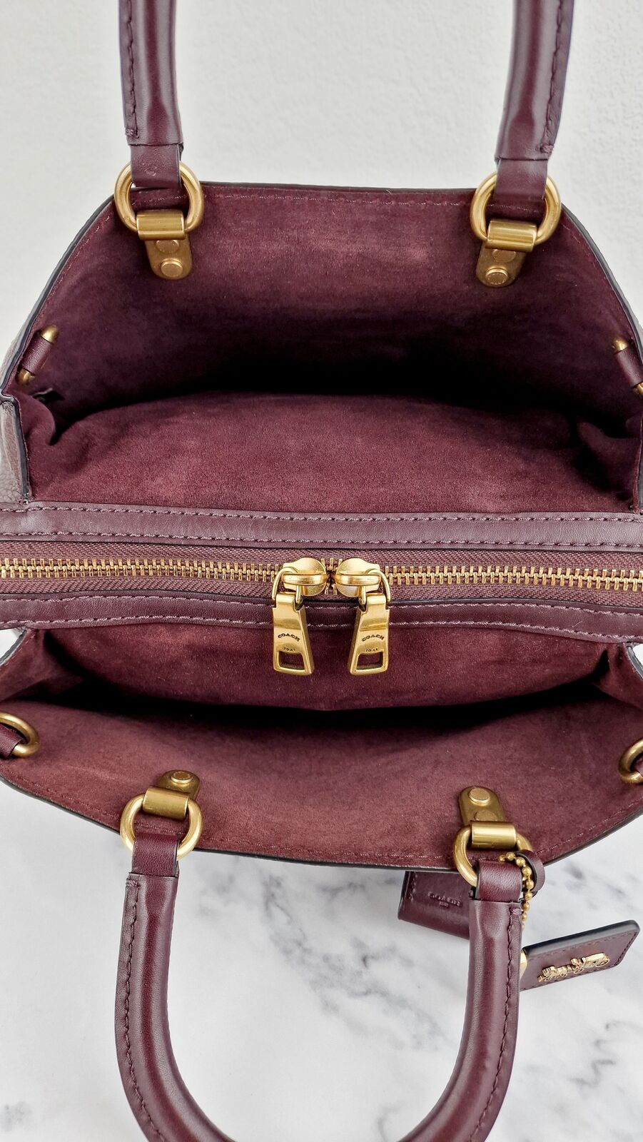 Coach 1941 Rogue 31 Oxblood Pebble Leather Border Rivets  Brass Hardware 30457