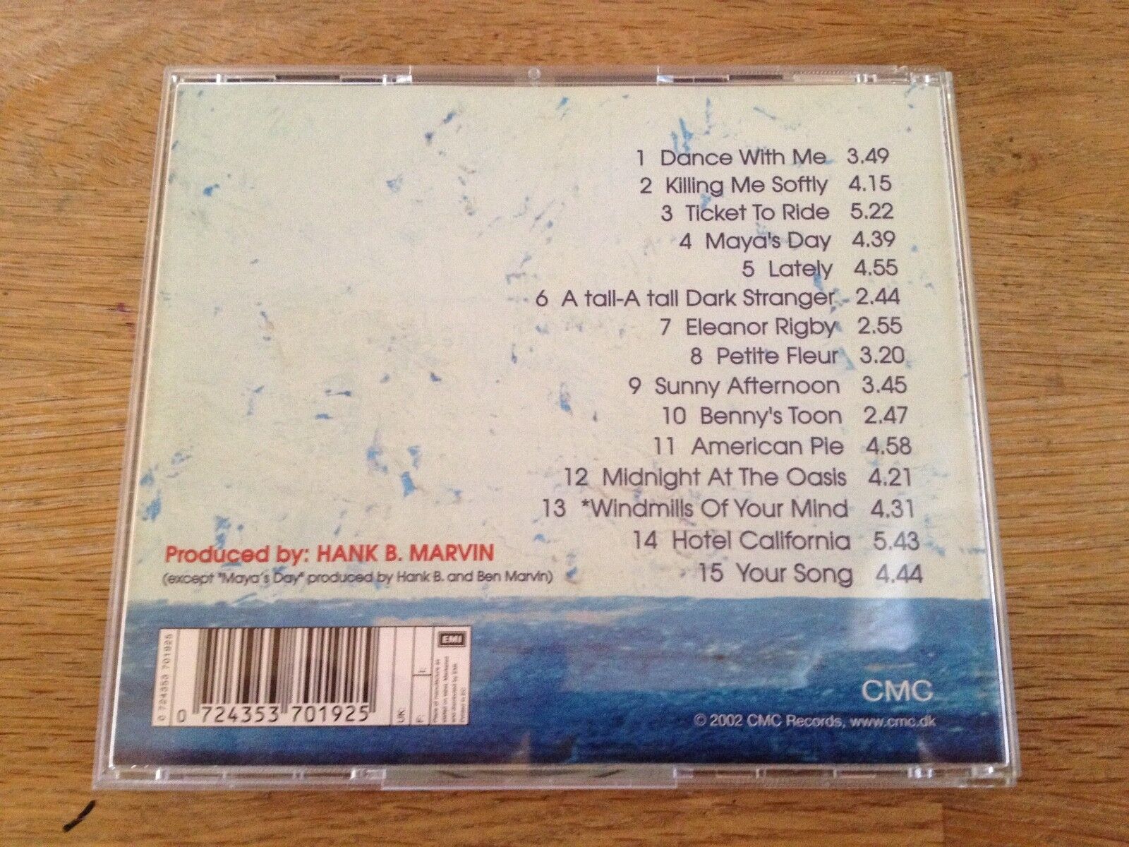 HANK MARVIN "GUITAR PLAYER" 2002 CMC RECORD ONLY RELEASED IN DENMARK 15 SONGS CD