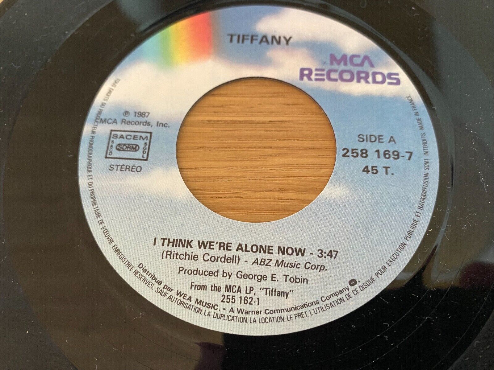 TIFFANY "I THINK WE´RE ALONE NOW" 1987 MCA RECORDS SACEM FRENCH 7" VINYL SINGLE