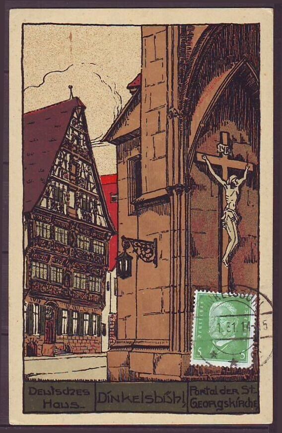 g1779/ Germany Dinkelsbühl Postcard 1931 # Church with Jesus