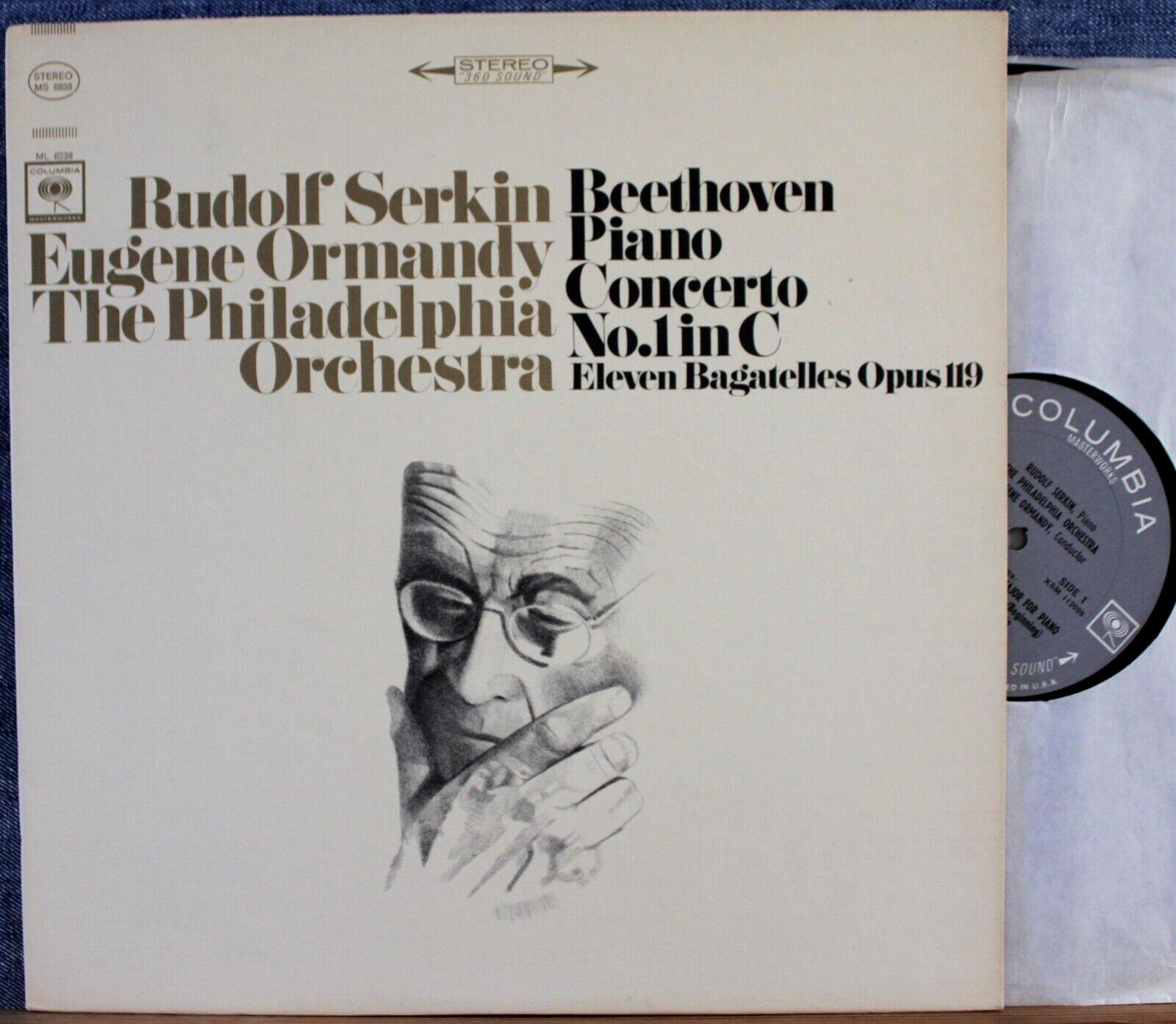 Serkin; Ormandy Beethoven (Piano concerto 1; Bagatelles) Col MS 6838 2-Eye NM