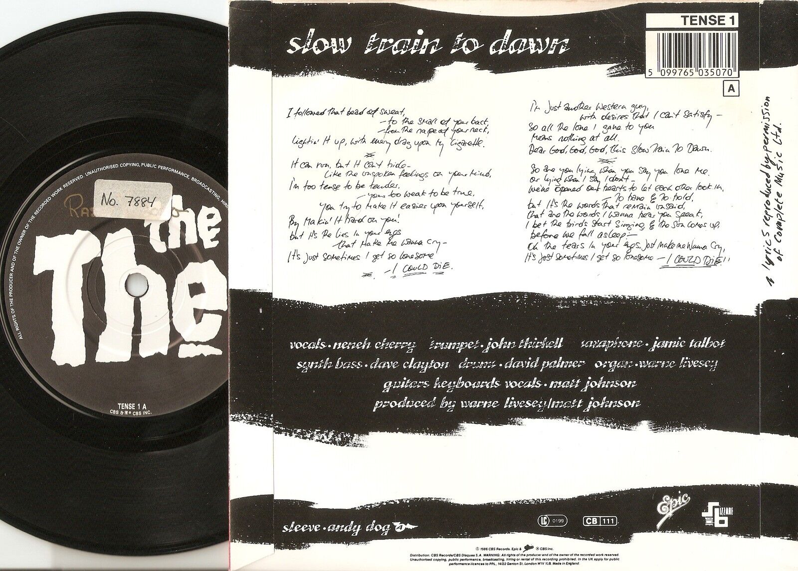 THE THE SLOW TRAIN TO DAWN  HARBOUR LIGHTS UK 45+PS 1986 INDIE PUNK BRIT POP