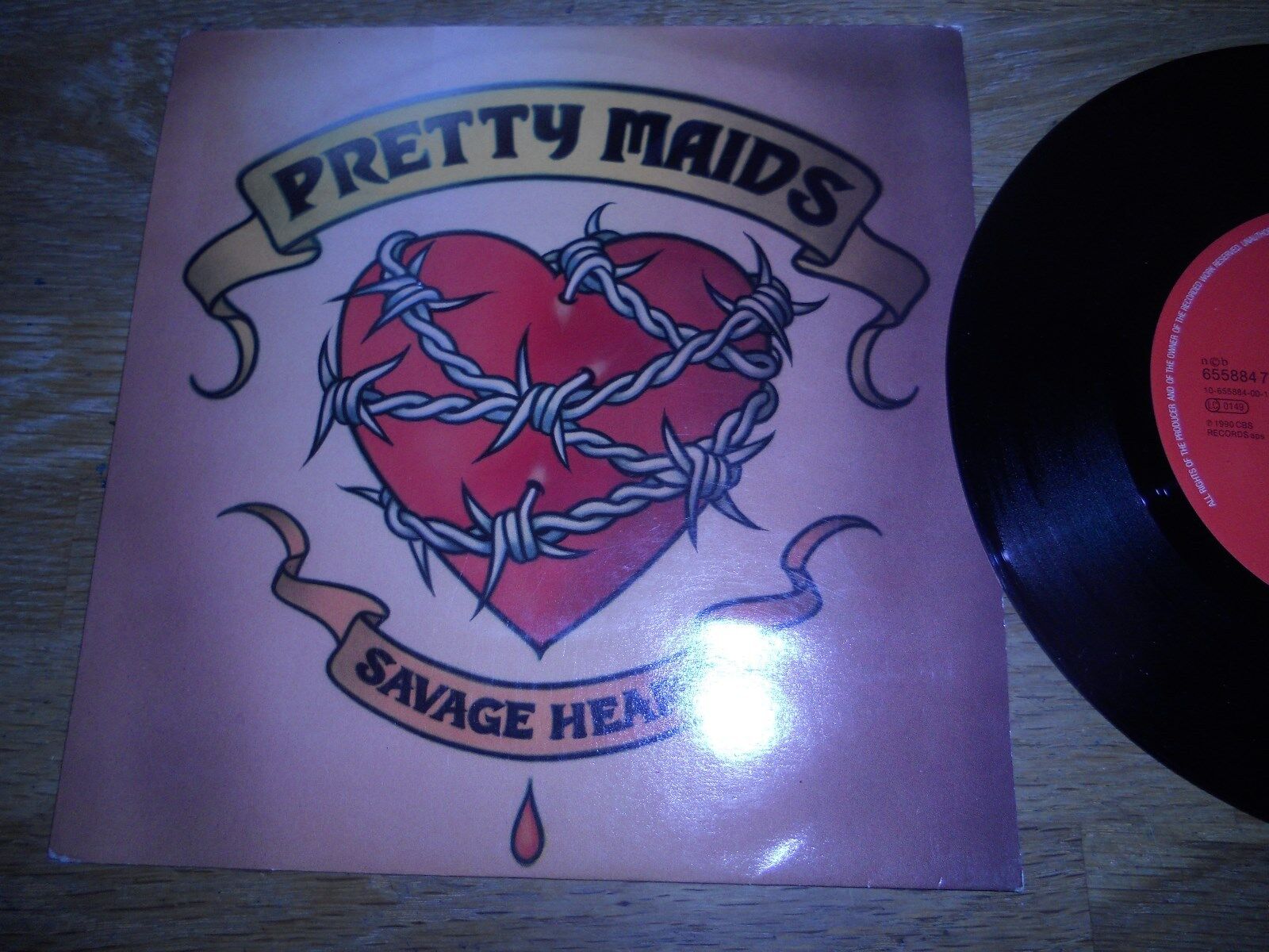 PRETTY MAIDS "SAVAGE HEART / OVER AND OUT" 1990 NCB CBS RECORDS HOLLAND ROCK OOP