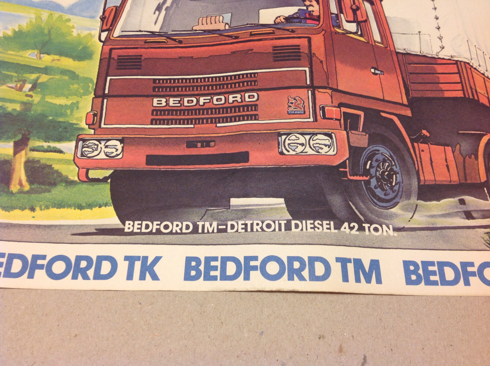 Bedford Trucks Vintage Poster 28cm x 48cm Les Routiers Unframed Good Condition