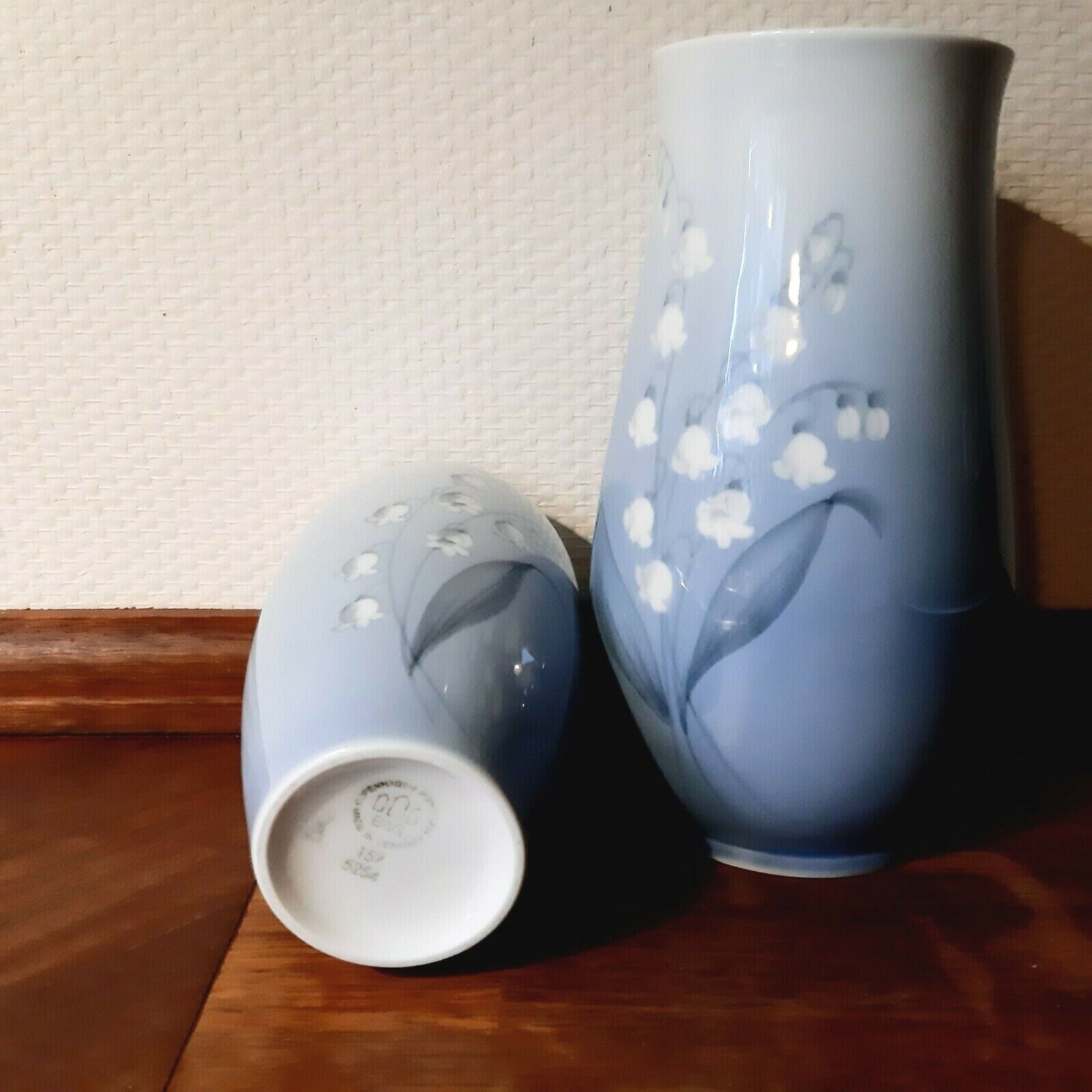 2 Lily of the Valley vases # 157/5254 & 57/210 Bing & Grondahl Royal Copenhagen