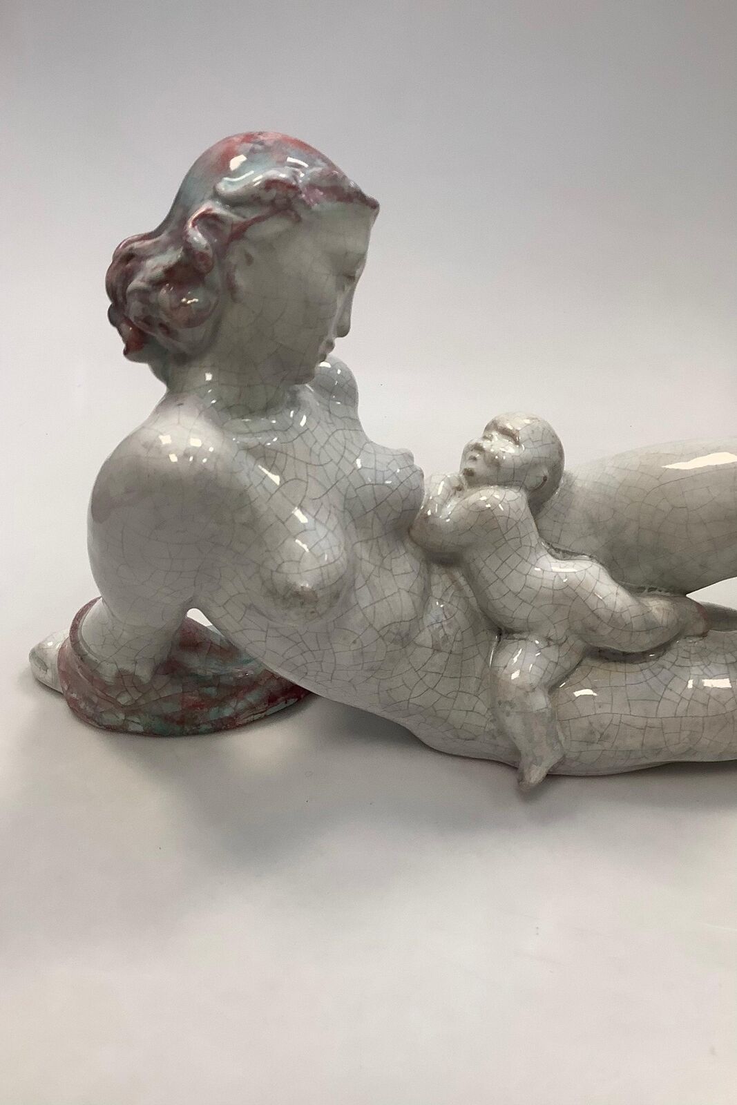 Michael Andersen Stoneware Figure of Young Lady with Child