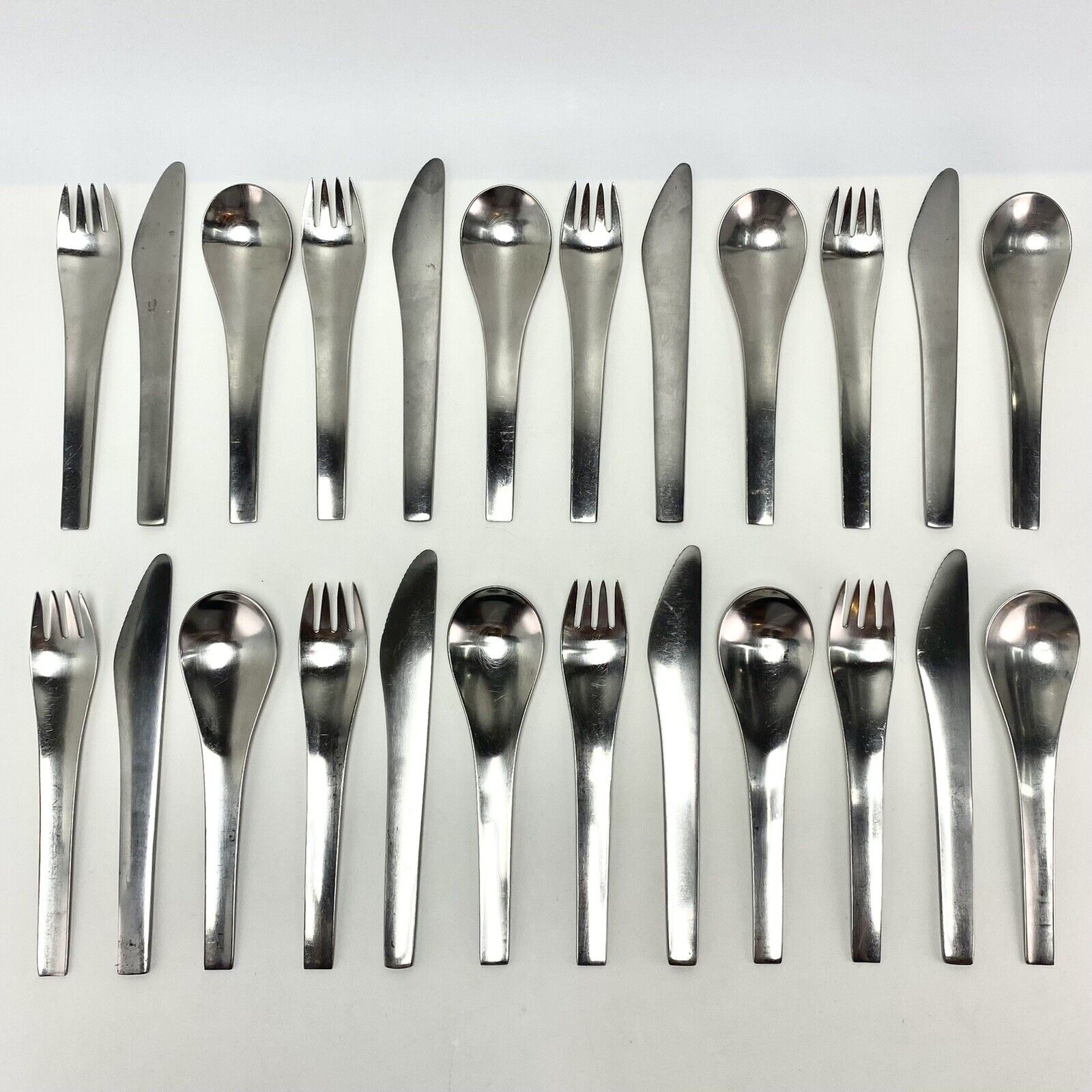 8 Settings 24Pcs Vtg Georg Jensen Blue Shark Cutlery Svend Siune Stainless Steel