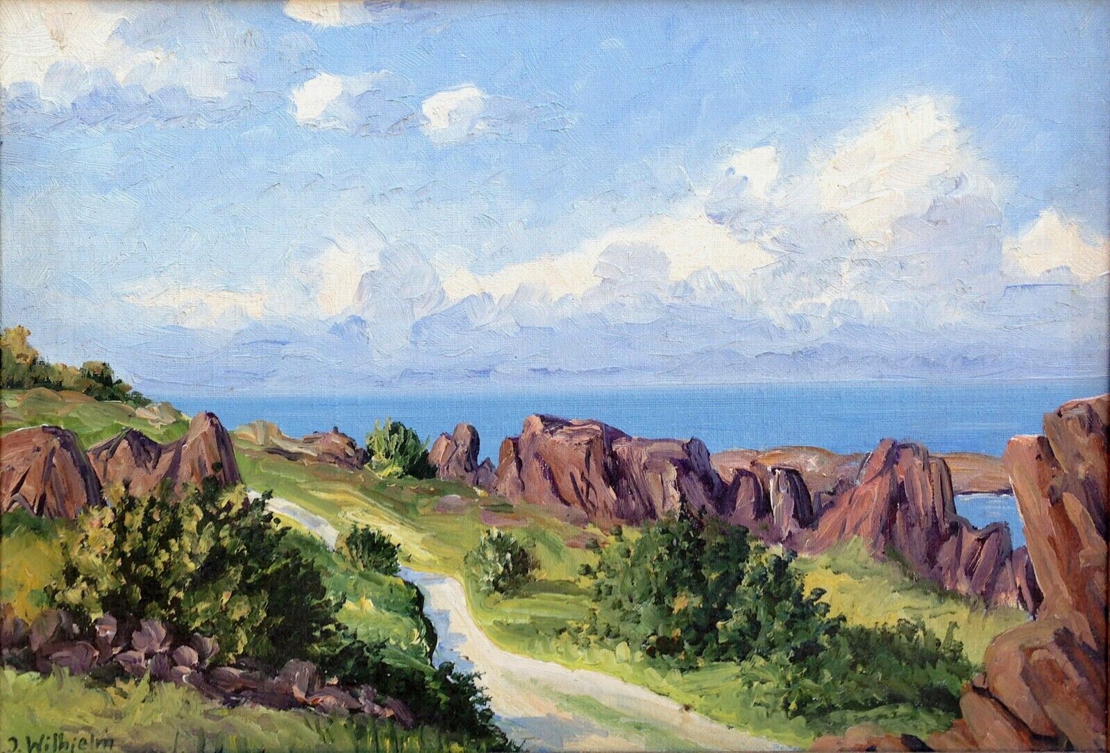 Egon Johannes Wilhjelm (1925): Rocky Coast of Bornholm Dated 1955