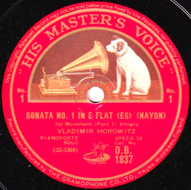 Horowitz Haydn (Sonata E-flat) HMV DB 1837-8 (2) NM(-)