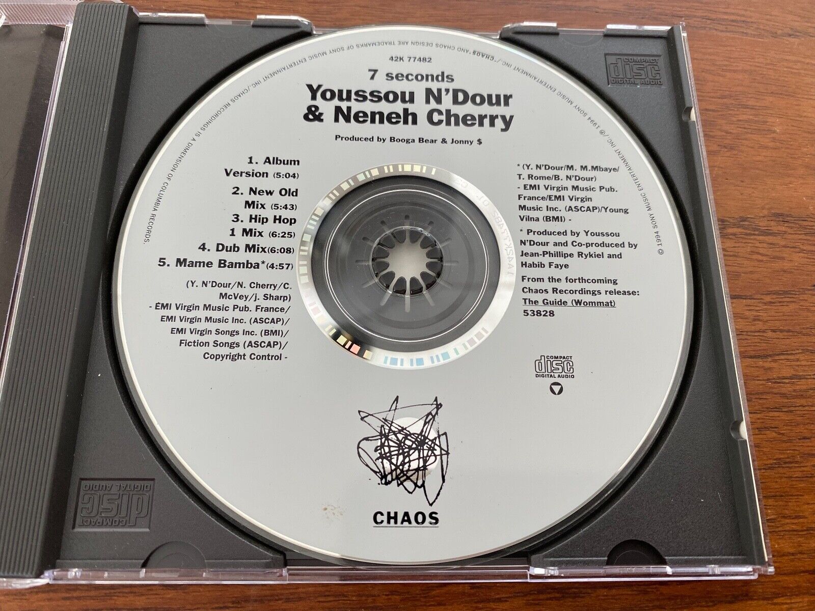 YOUSSOU N´DOUR  NENEH CHERRY "7 SECONDS" 1994 4 REMIXED TRACKS SONY MUSIC USA*