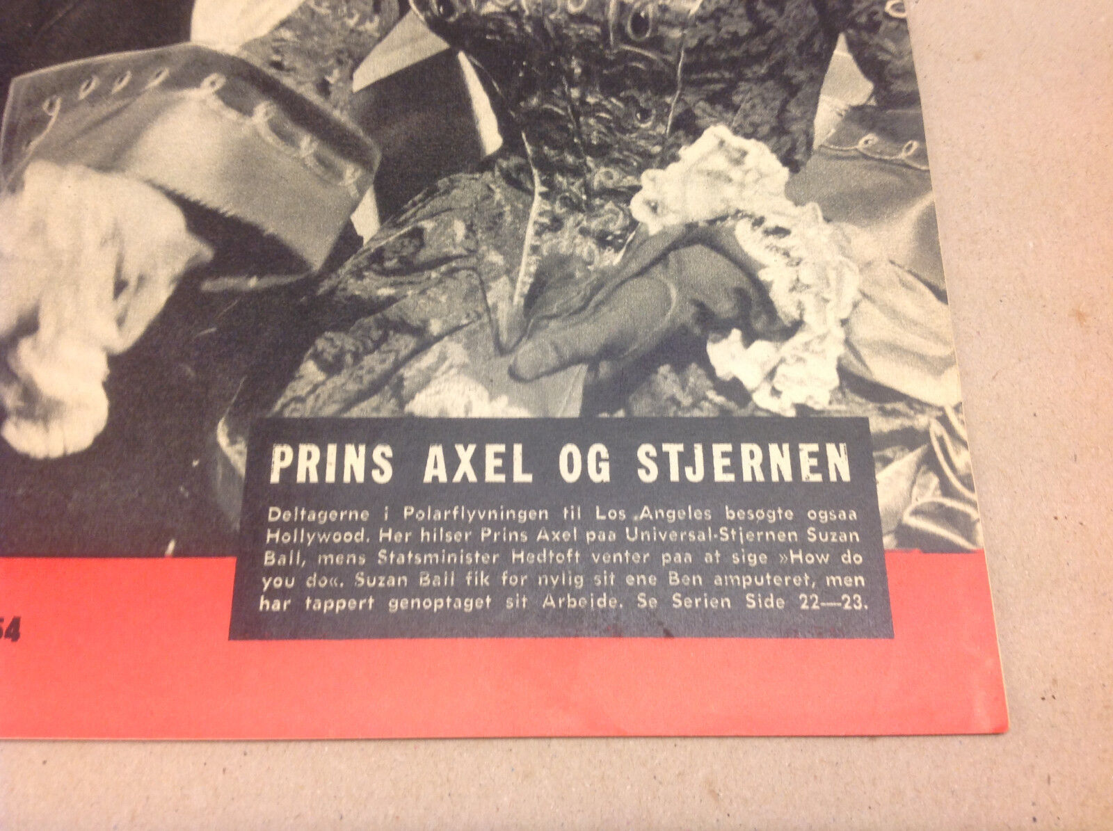 Suzan Ball Prince Axel Denmark Hedtoft Danish Vtg Magazine Billed-Bladet 1954