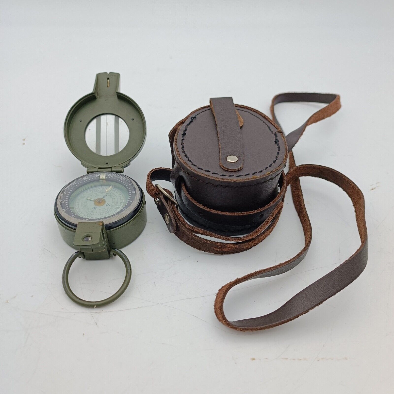 FRANCIS BARKER M-88 Prismatic Military Compass M88 Mils Olive Drab w/ Leather Ca