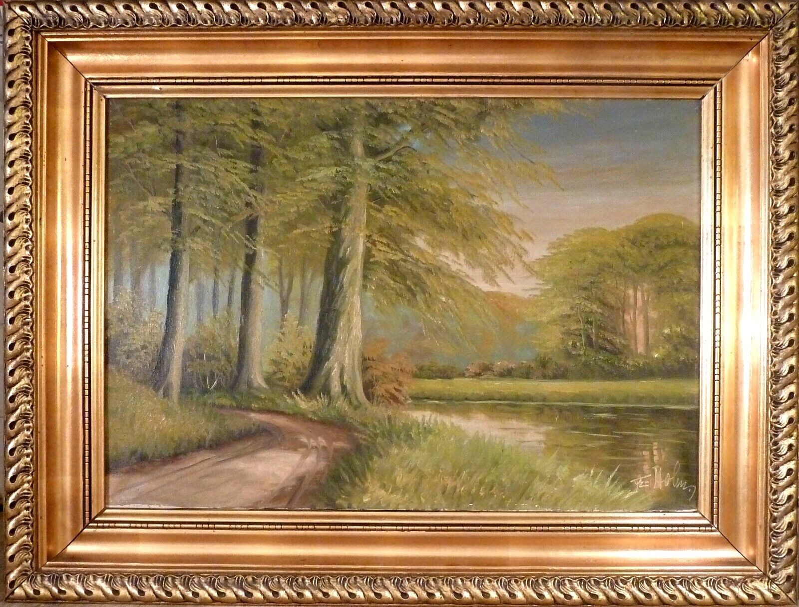 FR HOLM! FOREST LANDSCAPE WITH POND