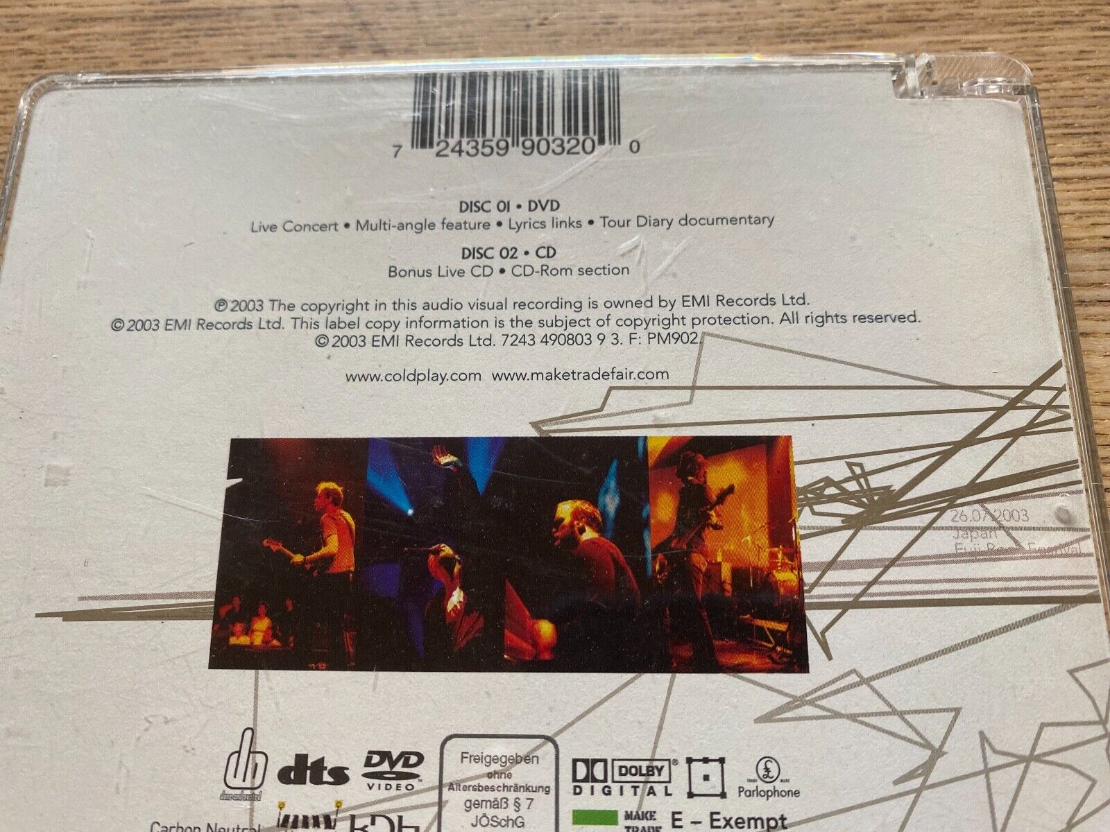 COLDPLAY "LIVE 2003" 2003 CD  DVD SET 11 EMI PARLOPHONE RECORDS LIVE RECORDINGS