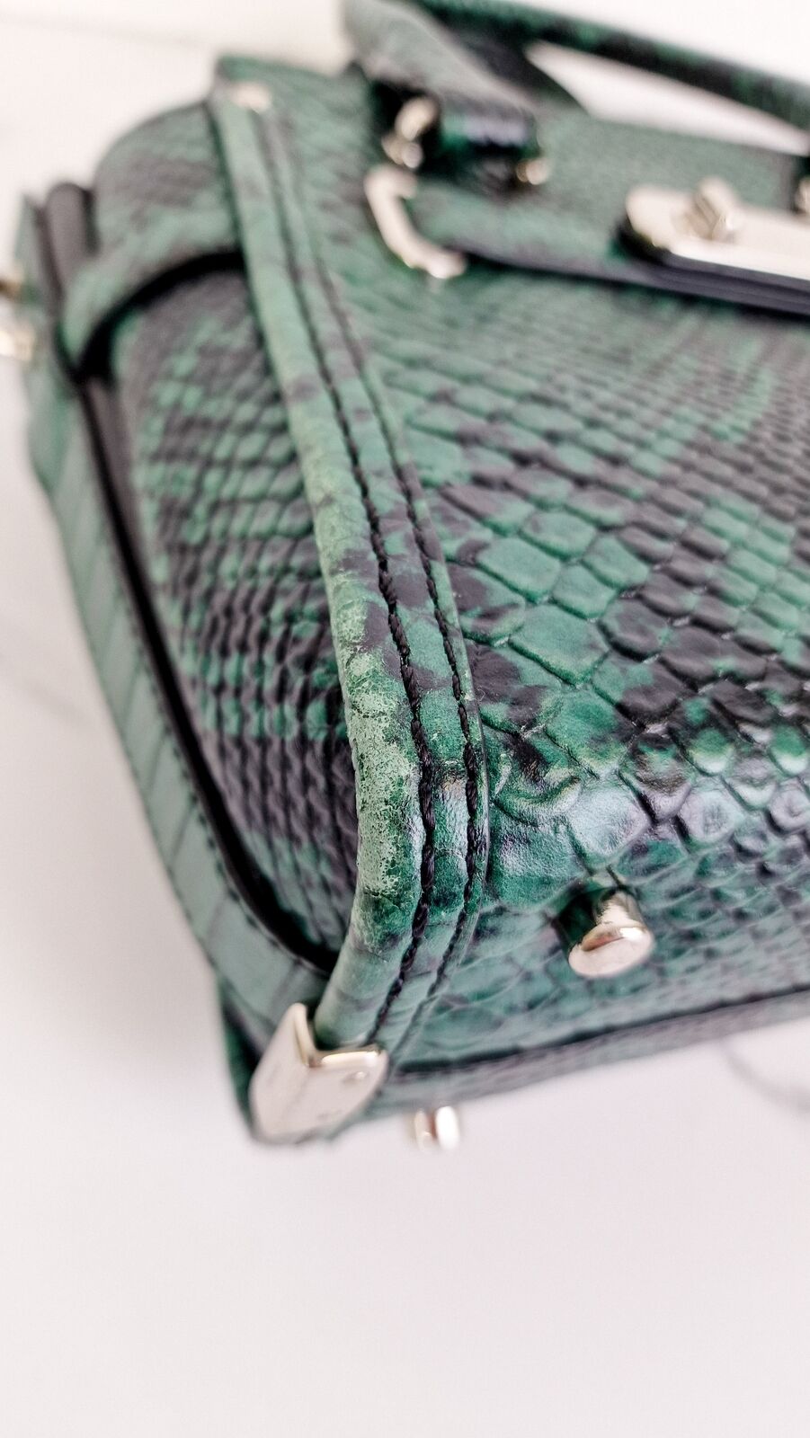 Coach Swagger 21 Green Black Snake Print Handbag Crossbody Bag Coach 38360