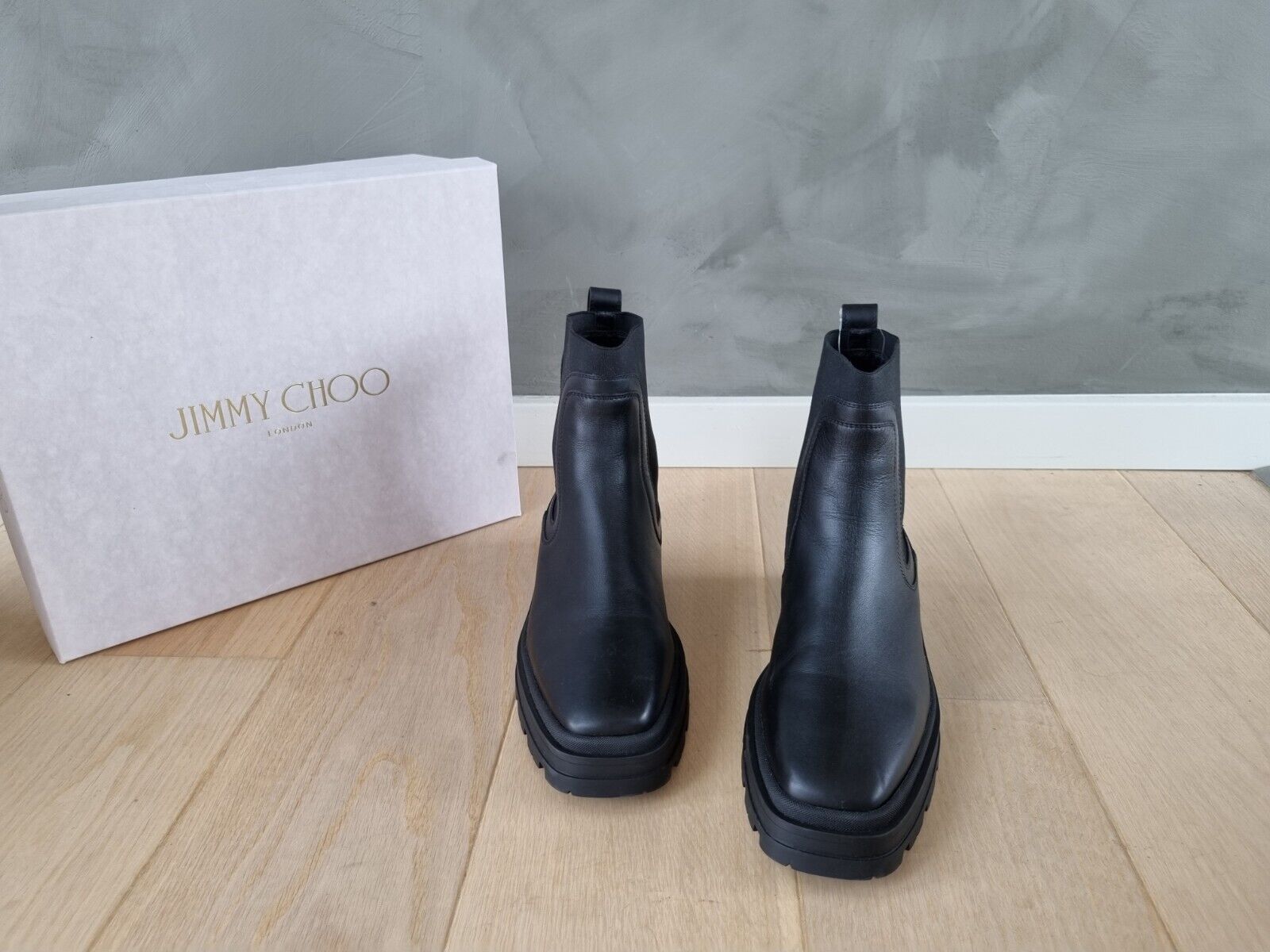 **Jimmy Choo** Black Leather Veronique Chelsea Ankle Boots Size 40