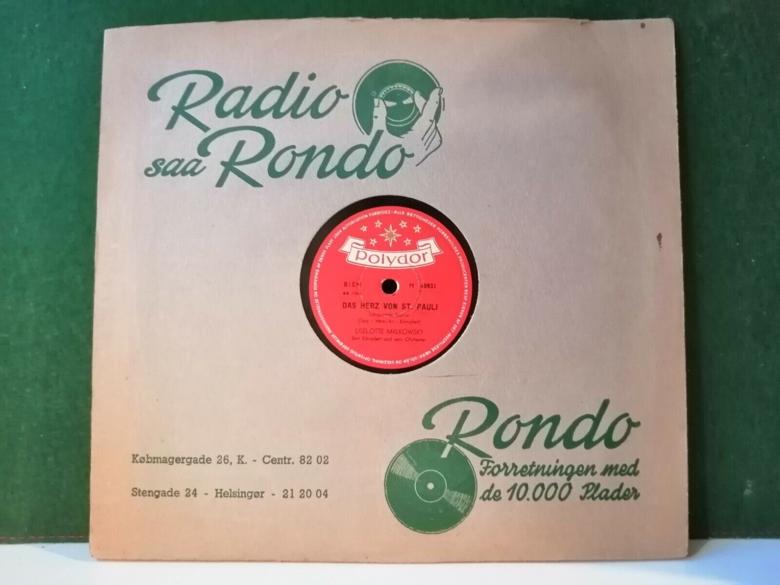 78 RPM  shellacLISELOTTE MALKOWSKYDas Hertz Von StPauli/Das Ganze Jahr Lang