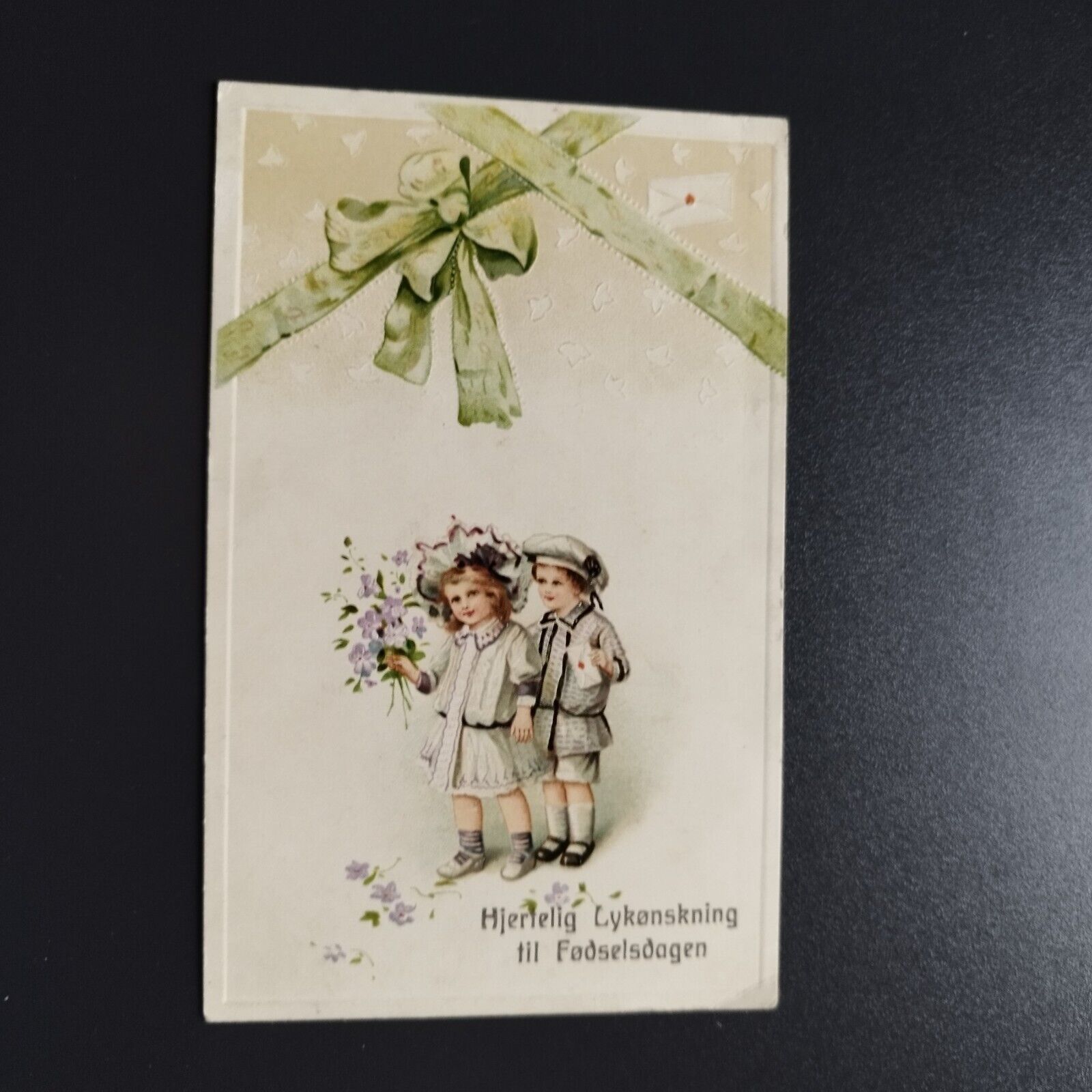 Denmark Charming old postcard Birthday Greetings ca 1920 Unposted