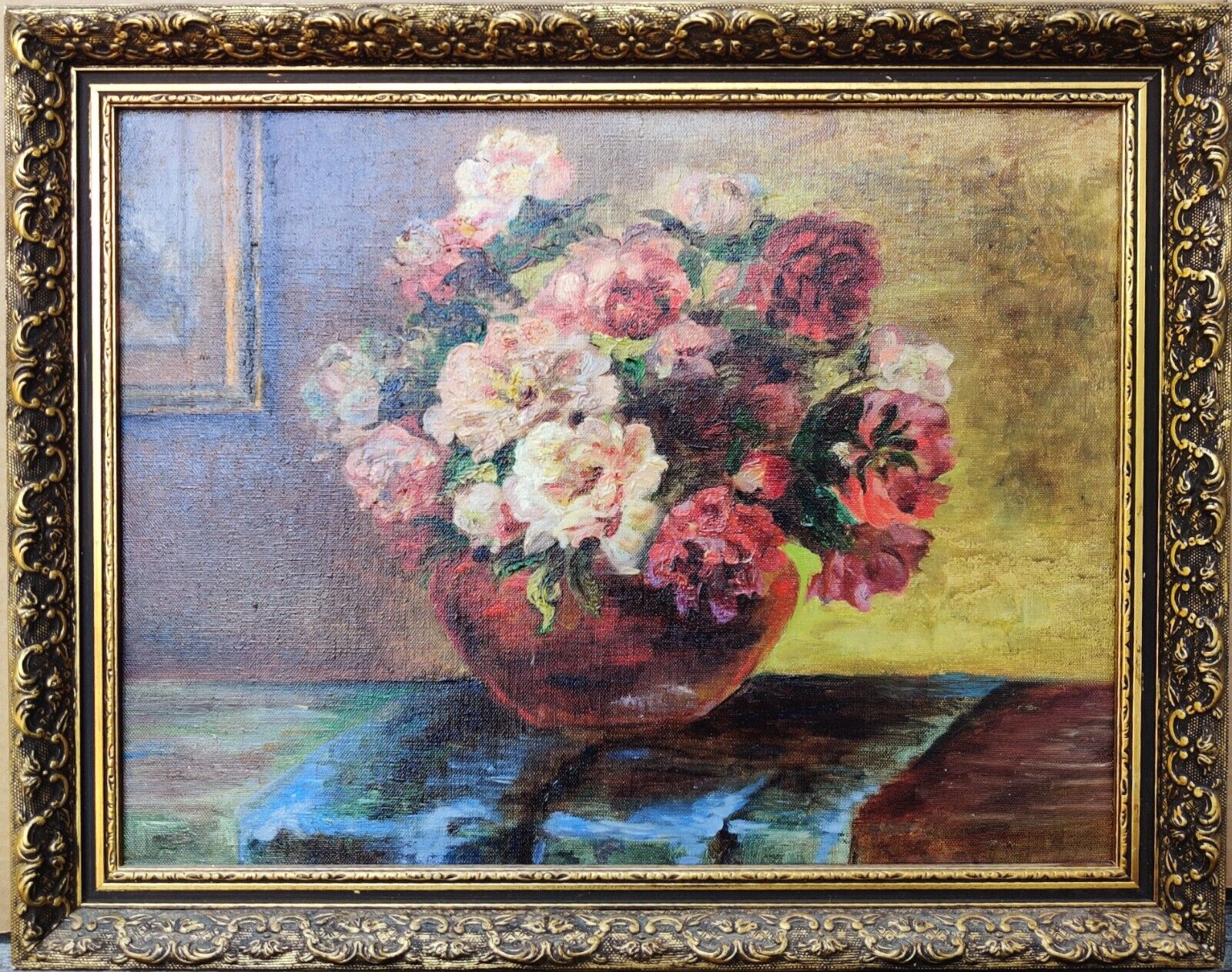 FLOWERS IN A VASE, original oil painting.