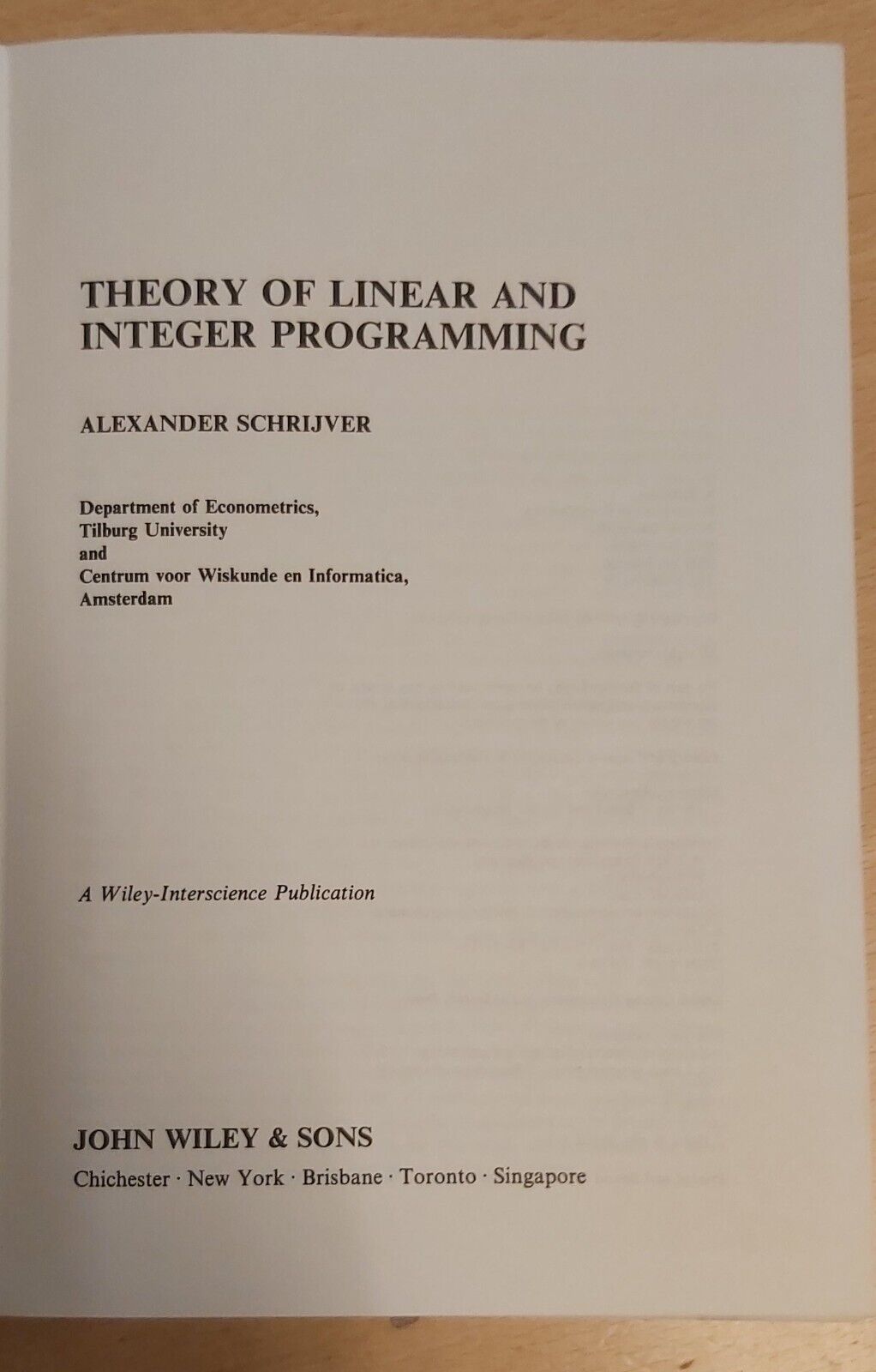 Theory of Linear and Integer Programming (HC 1986)