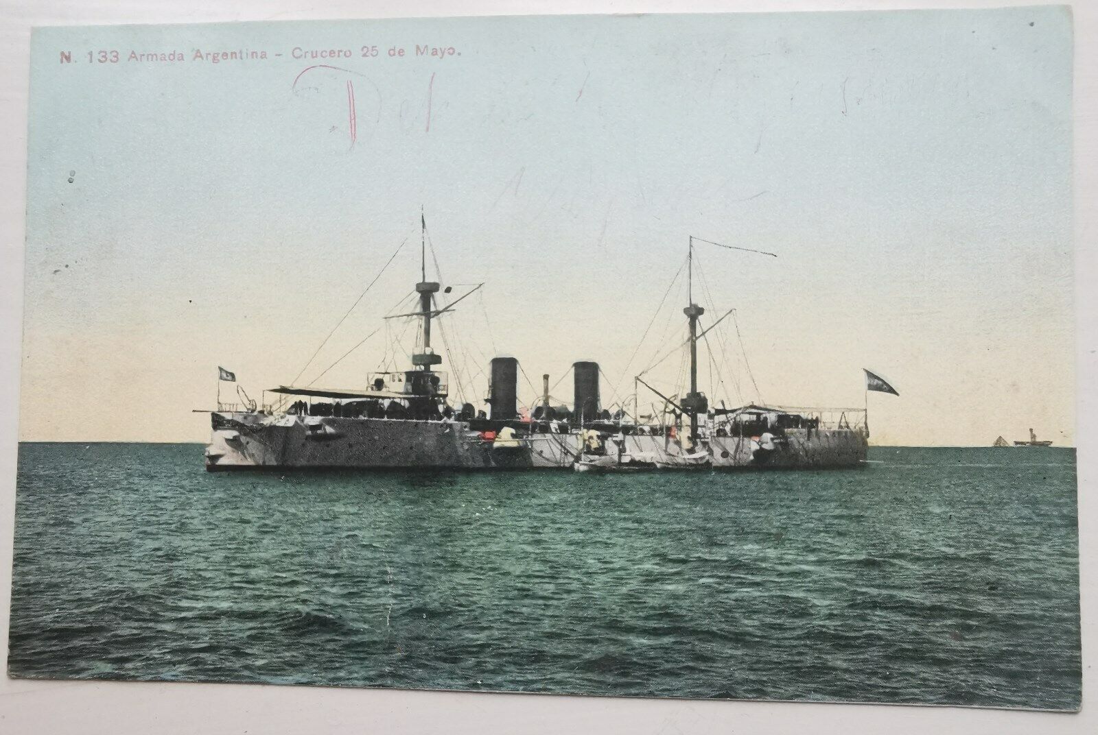 Vintage postcard: Coloured War Ship motif from Argentina  pok1080