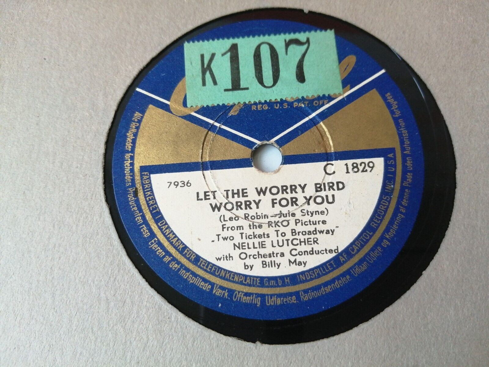 78 RPM  shellacNELLIE LUTCHER Mean To Mee/Let The Worry Bird Worry For You