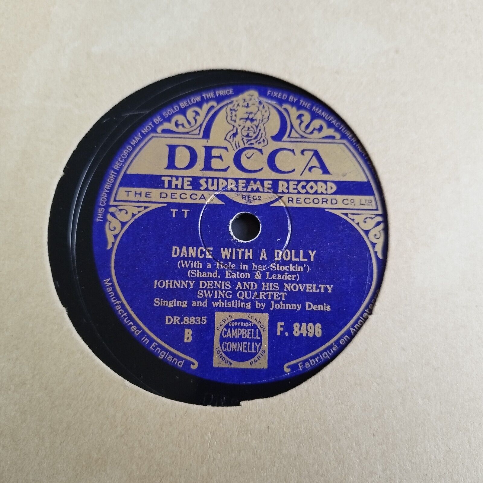 78 RPM  shellacJohnny Denis And His Novelty Swing Quartet "Tico-Tico"