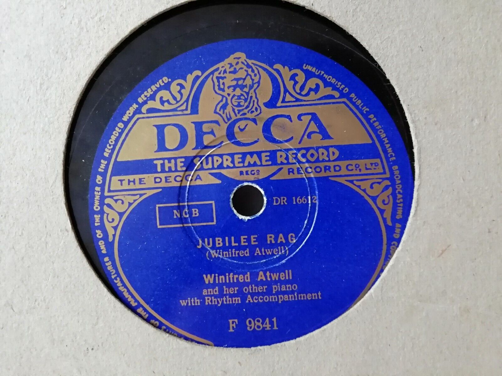 78 rpm record:Winifred AtwellGold and Silver/Jubilee Rag Decca F 9841