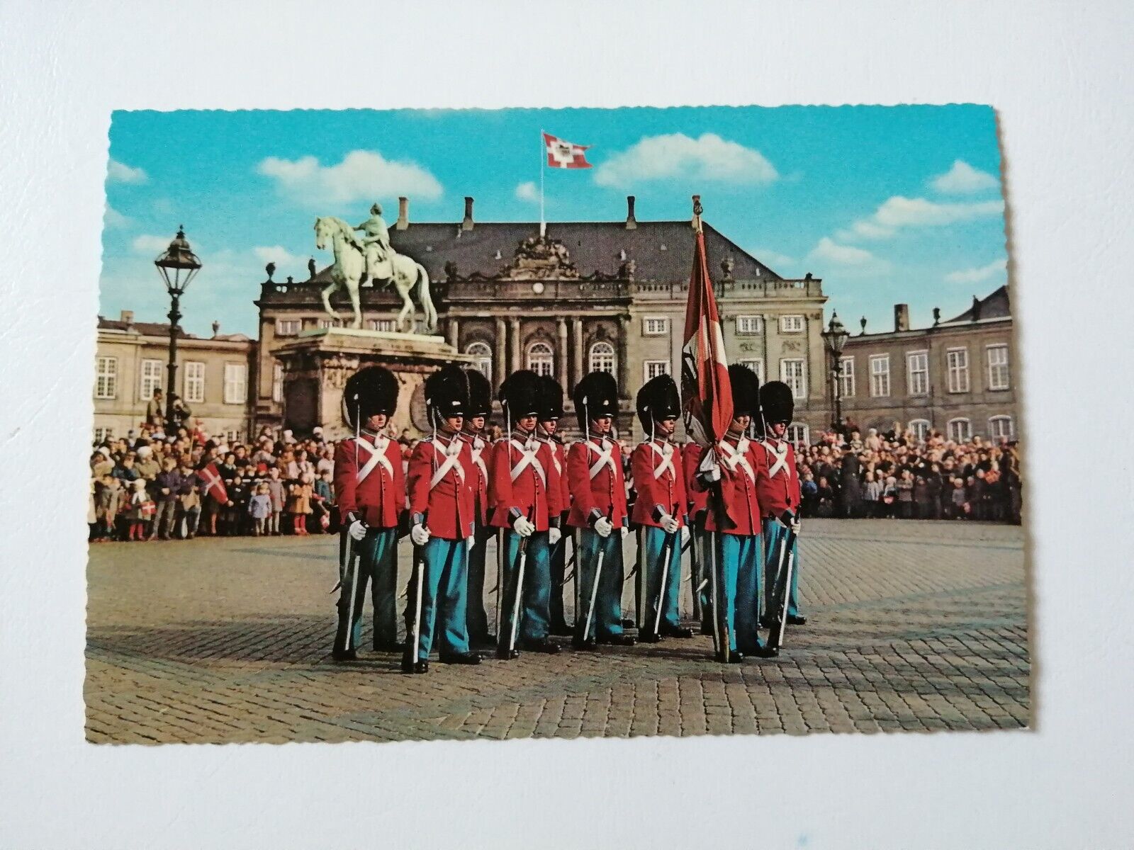 Vintage Danish postcardCopenhagenThe Royal Guard Amalienborg Castle1970s