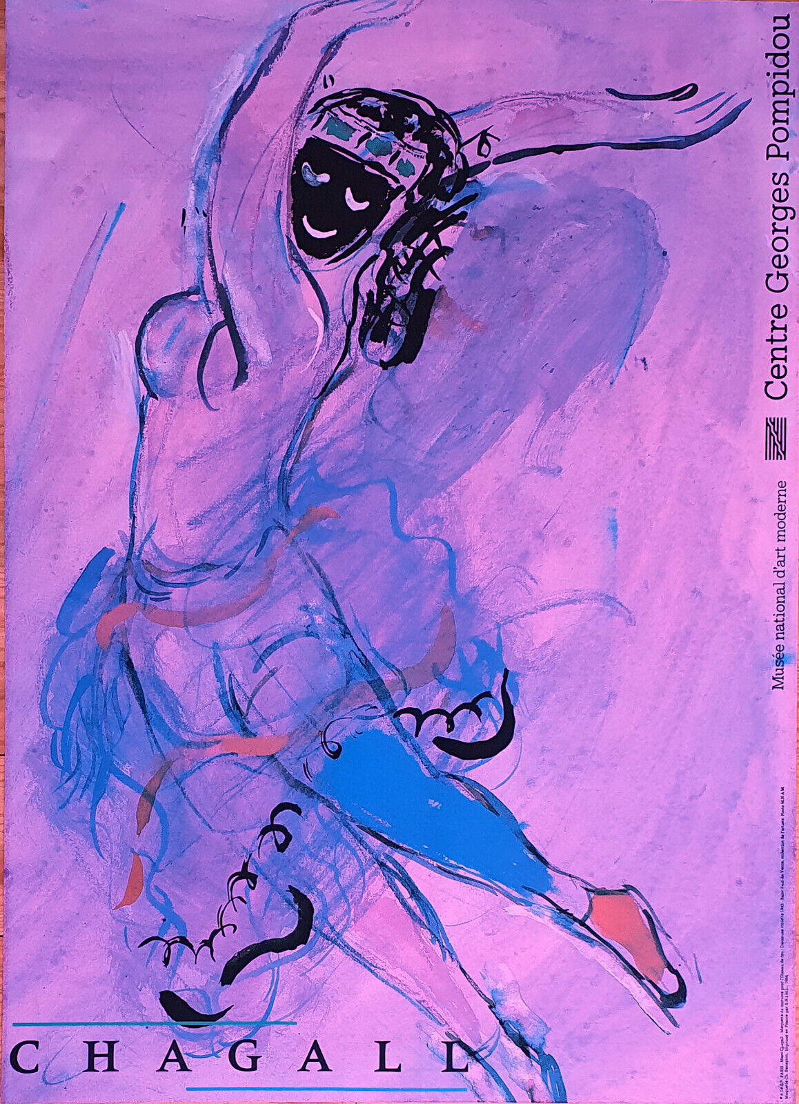 VIOLET DANCER  - Original Poster  Marc Chagall at the Pompidou Center 1984