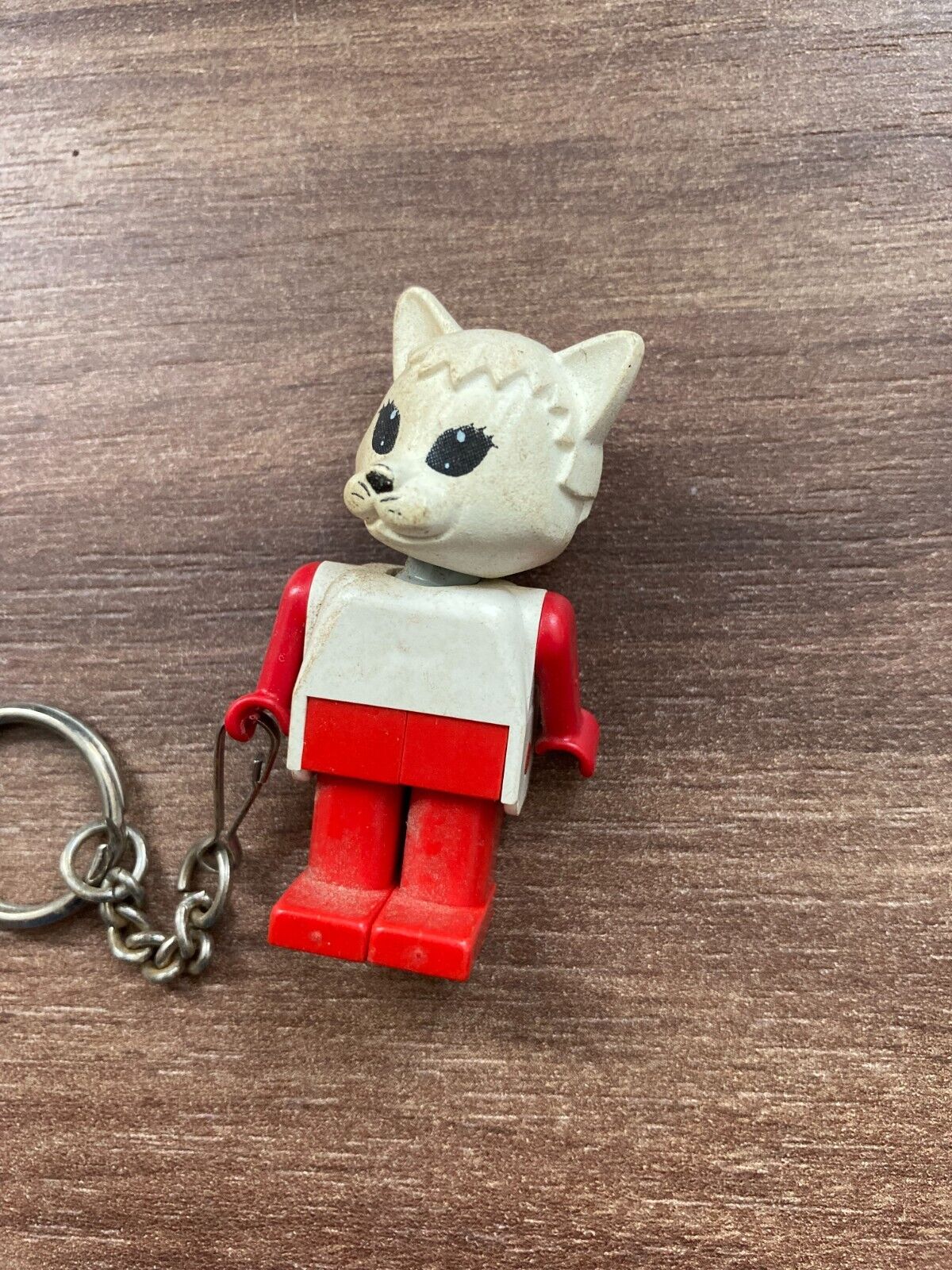 1980s LEGO Fabuland Catherine Cat Plastic - Original Vintage Key Ring Chain