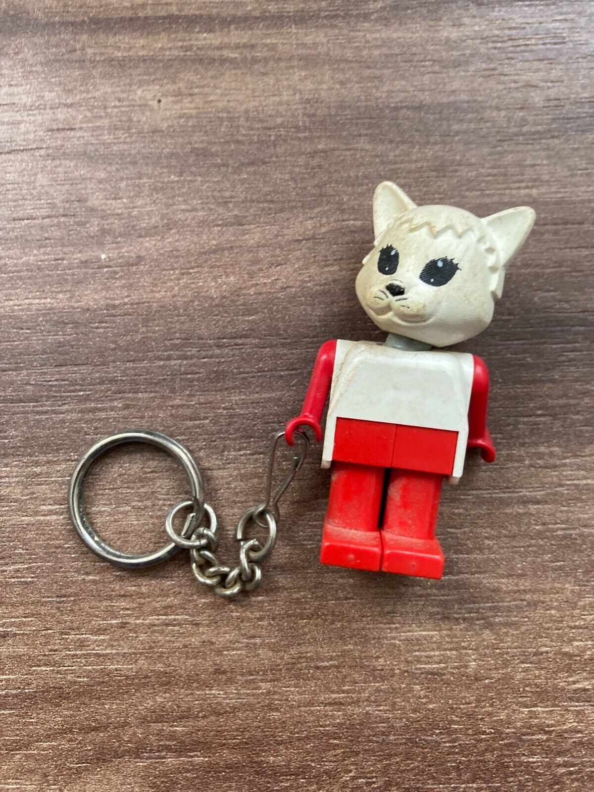 1980s LEGO Fabuland Catherine Cat Plastic - Original Vintage Key Ring Chain