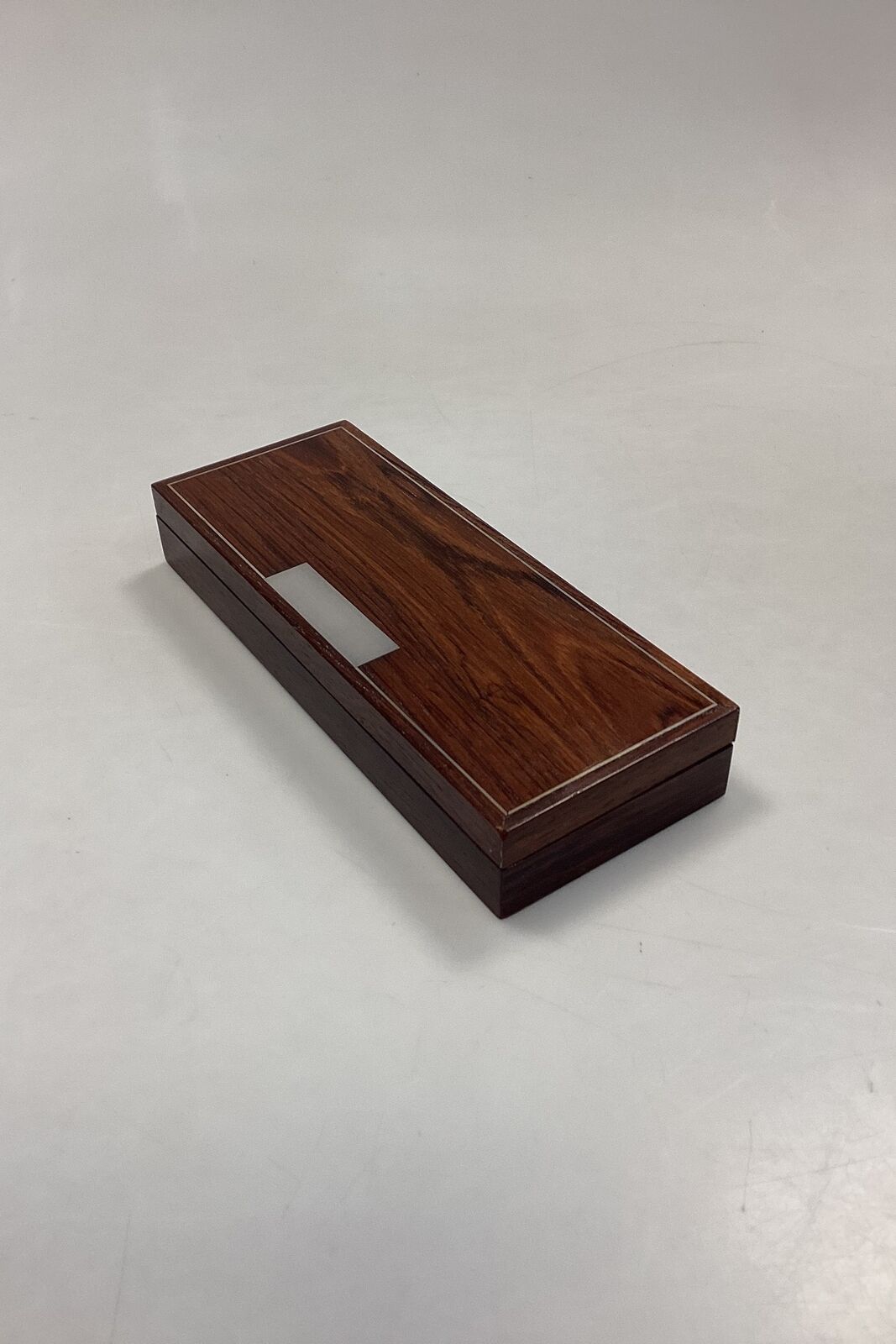 Hans Hansen Rosewood box with two compartments and loose lid with sterling