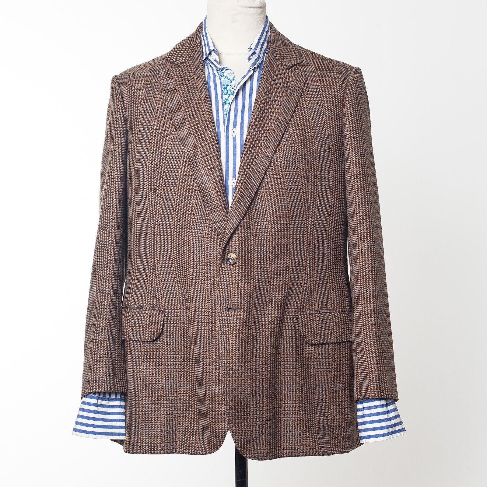 BESPOKE Brown POW Check Sartorial Sport Coat Blazer 23” Chest