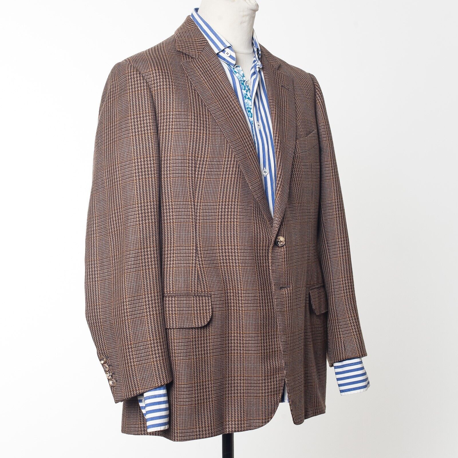 BESPOKE Brown POW Check Sartorial Sport Coat Blazer 23” Chest