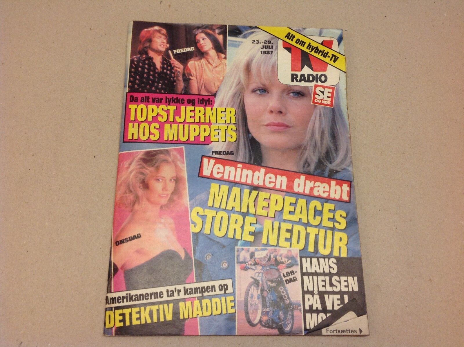 Gitte Nielsen Stallone +Makepeace Back Cover Danish Magazine 1987 "Se og Hoer"