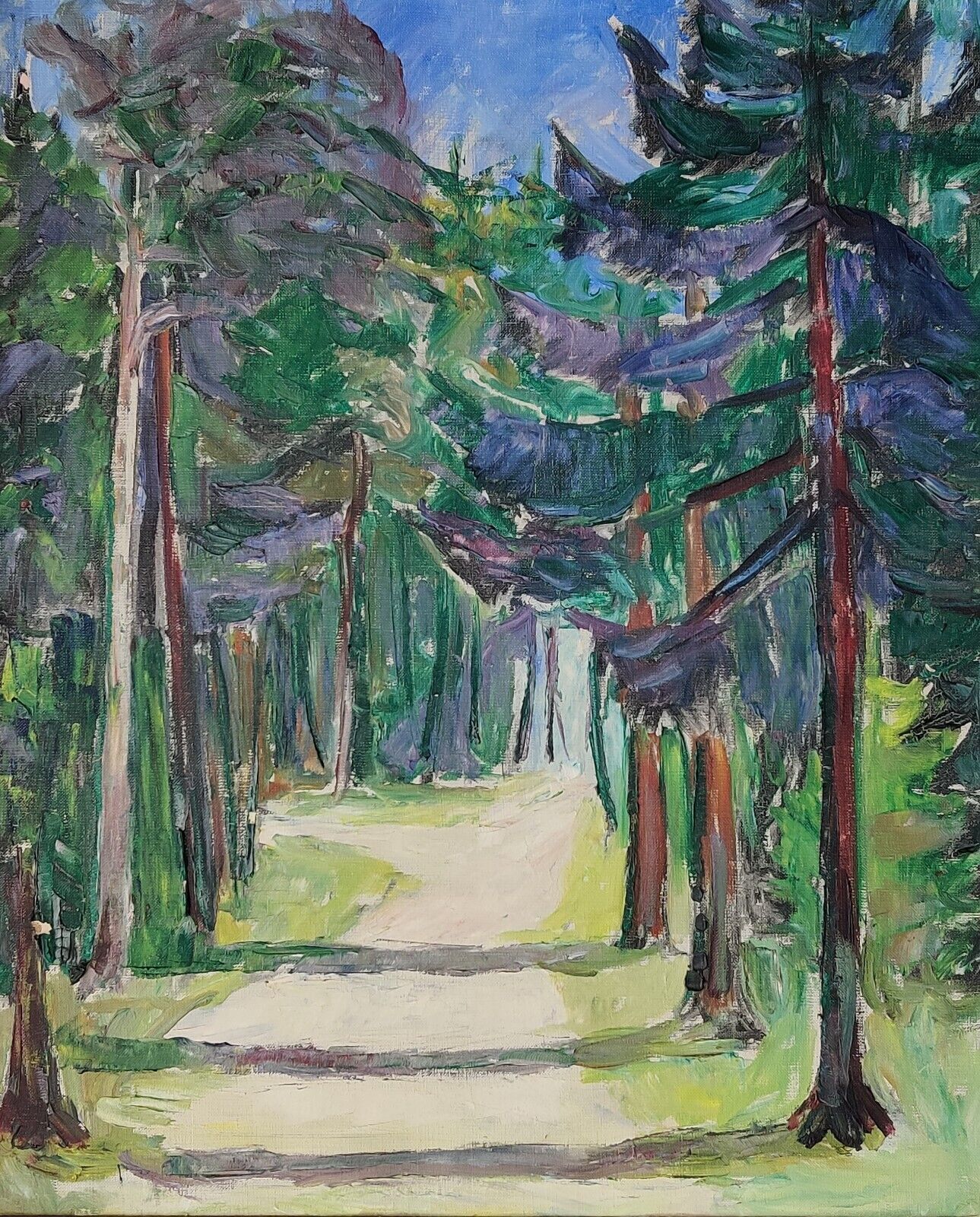 ROAD THROUGH FOREST, original oil painting.