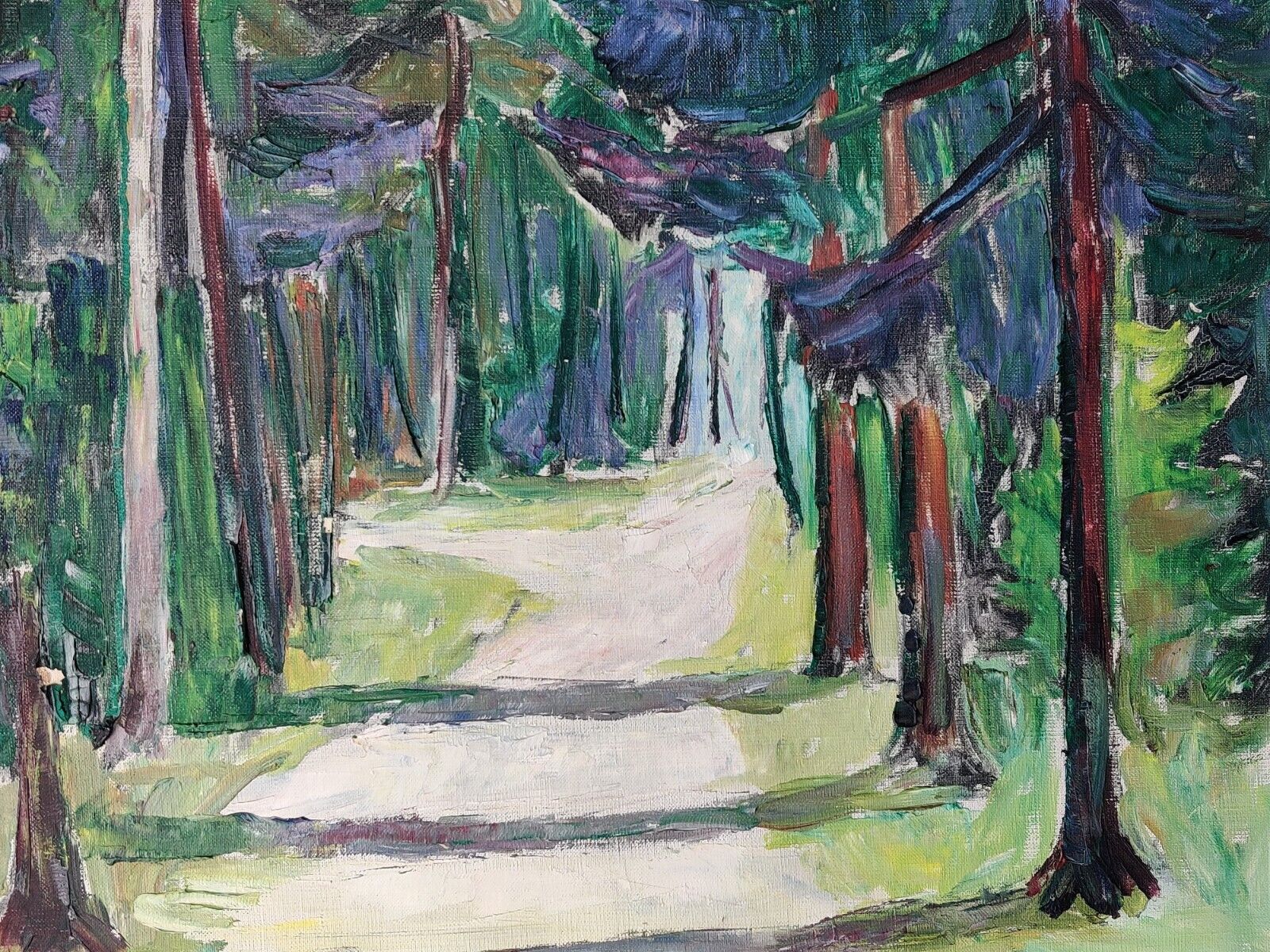 ROAD THROUGH FOREST, original oil painting.